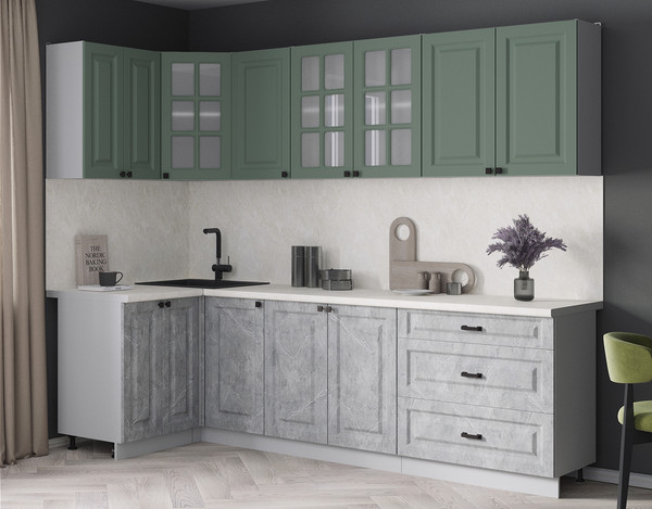 Изображение товара Кухонный гарнитур Интерлиния Мила Деко 1.2x2.6 (керамика/мята/опал светлый)