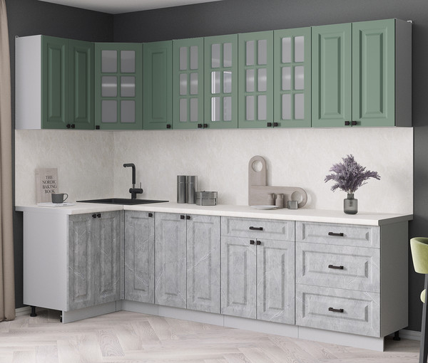 Изображение товара Кухонный гарнитур Интерлиния Мила Деко 1.2x2.7 (керамика/мята/опал светлый)