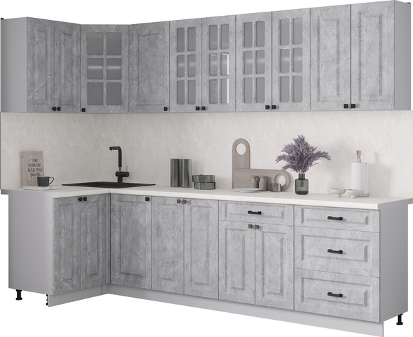 Изображение товара Кухонный гарнитур Интерлиния Мила Деко 1.2x2.8 (керамика/керамика/опал светлый)