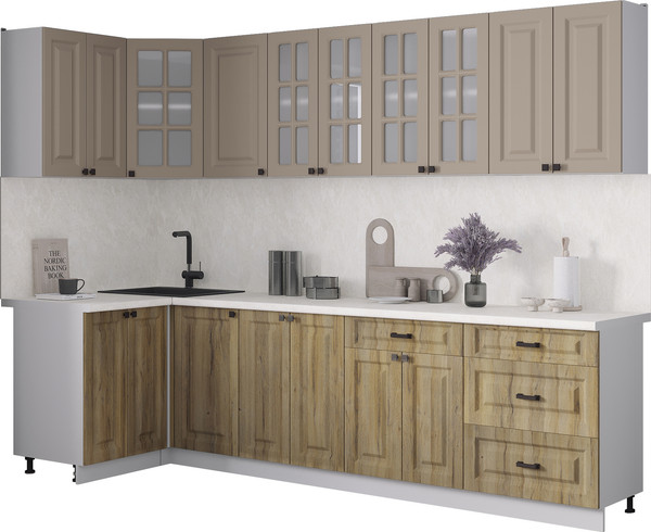 Изображение товара Кухонный гарнитур Интерлиния Мила Деко 1.2x2.8 (дуб вотан/луна/опал светлый)