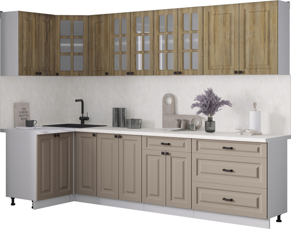 Изображение товара Кухонный гарнитур Интерлиния Мила Деко 1.2x2.9 (луна/дуб вотан/опал светлый)