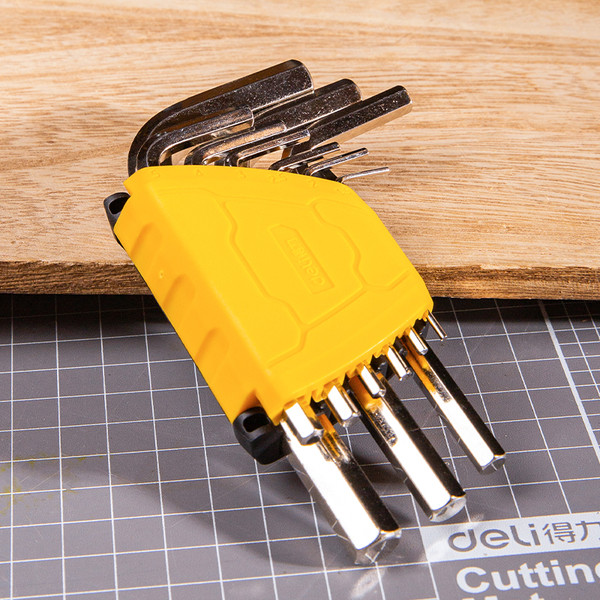 Изображение товара Набор ключей Deli EDL230009 (9шт, черный/желтый)