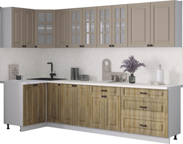 Изображение товара Кухонный гарнитур Интерлиния Мила Деко 1.2x2.9 (дуб вотан/луна/опал светлый)