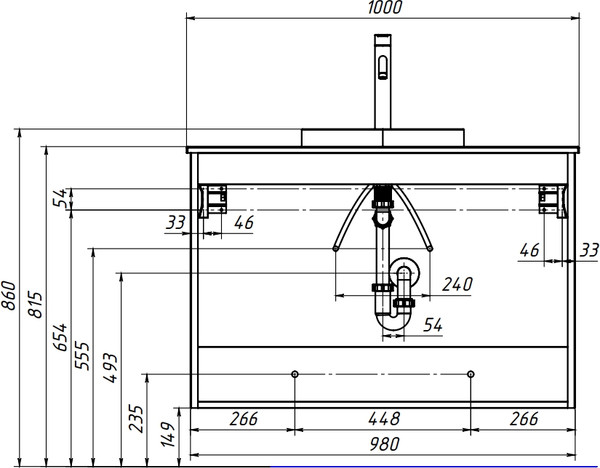 Изображение товара Тумба под умывальник Belux Luna НП 100-02 (18, белый матовый)