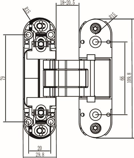 Изображение товара Петля дверная Vantage B44-SC 110x30-3D (матовый хром)