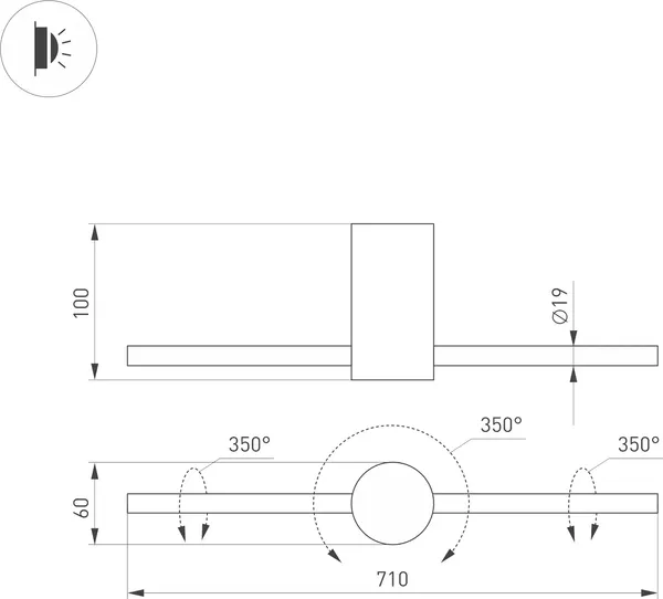 Изображение товара Светильник Arlight SP-PICASO-M-TURN-L700-12W Warm3000 GD 100deg / 036501(1)