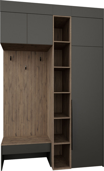 Изображение товара Секция в прихожую Рэйгрупп Рэй P245-B2-WKW В2 (дуб веллингтон/кобальт)