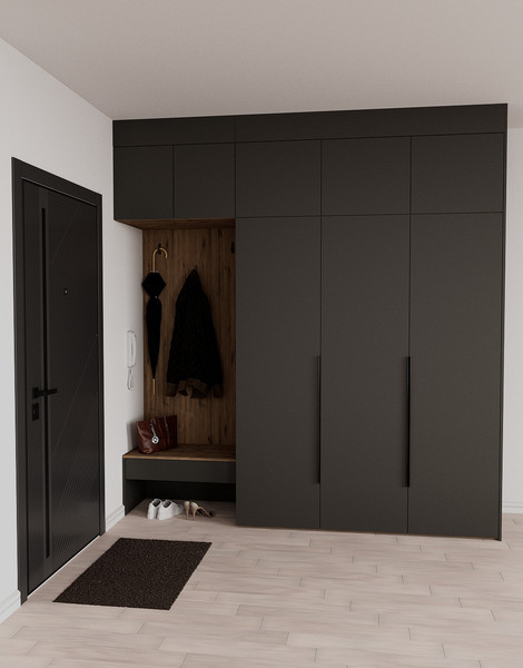 Изображение товара Секция в прихожую Рэйгрупп Рэй P245-B7-1-WK В7-1 (дуб веллингтон/кобальт)