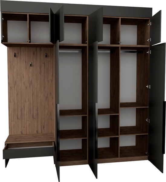 Изображение товара Секция в прихожую Рэйгрупп Рэй P245-B7-1-WK В7-1 (дуб веллингтон/кобальт)