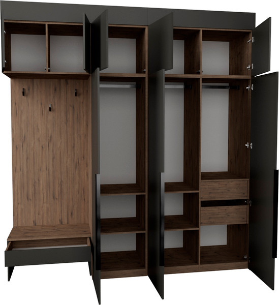 Изображение товара Секция в прихожую Рэйгрупп Рэй P245-B7-2-WK В7-2 (дуб веллингтон/кобальт)