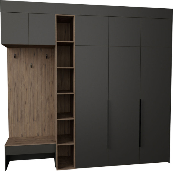 Изображение товара Секция в прихожую Рэйгрупп Рэй P245-B8-1-WKW В8-1 (дуб веллингтон/кобальт)