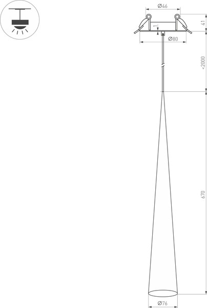 Изображение товара Потолочный светильник Arlight SP-STIRIA-L600-R76-5W Warm3000 BK 36deg / 054460