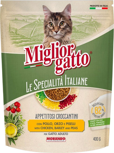 Изображение товара Сухой корм для кошек Miglior Le Specialita Italiane с курицей, ячменем, горохом (400г)