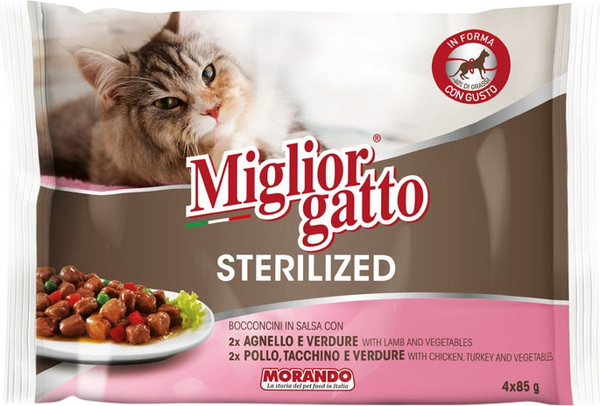 Изображение товара Влажный корм для кошек Miglior Sterilized Кусочки в соусе (4x85г)