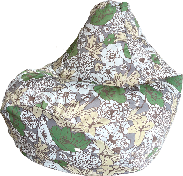 Изображение товара Бескаркасное кресло Flagman Груша Макси XXL Г2.7-59 Цветы (зеленый, желтый)