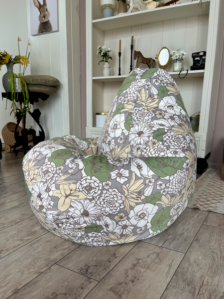 Изображение товара Бескаркасное кресло Flagman Груша Макси XXL Г2.7-59 Цветы (зеленый, желтый)