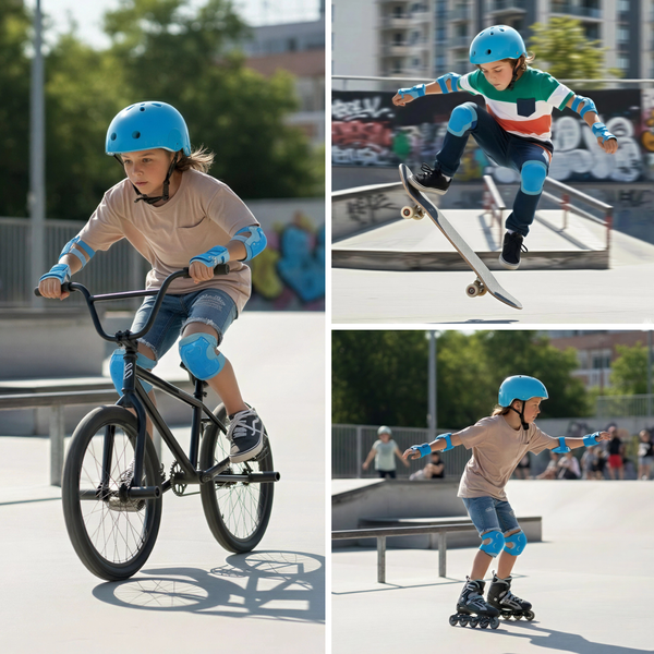 Изображение товара Комплект защиты Twenty ONE Шлем + наколенники (синий)