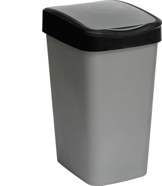 Изображение товара Мусорное ведро Violet Tandem с подвижной крышкой / 843558 (35л, сер.металлик/черный)