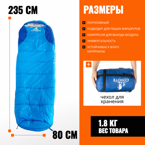 Изображение товара Спальный мешок Coyote Baring ZC-SB022 (2шт, синий)