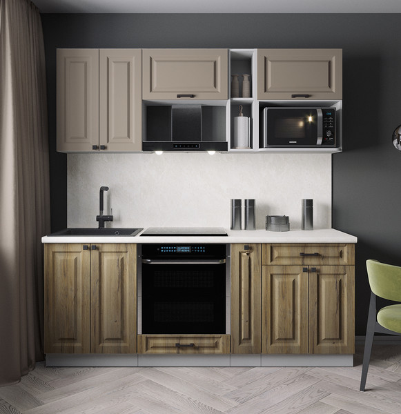 Изображение товара Кухонный гарнитур Интерлиния Мила Деко 2.0 (дуб вотан/луна/опал светлый)