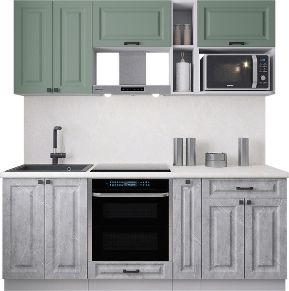 Изображение товара Кухонный гарнитур Интерлиния Мила Деко 2.0 (керамика/мята/опал светлый)