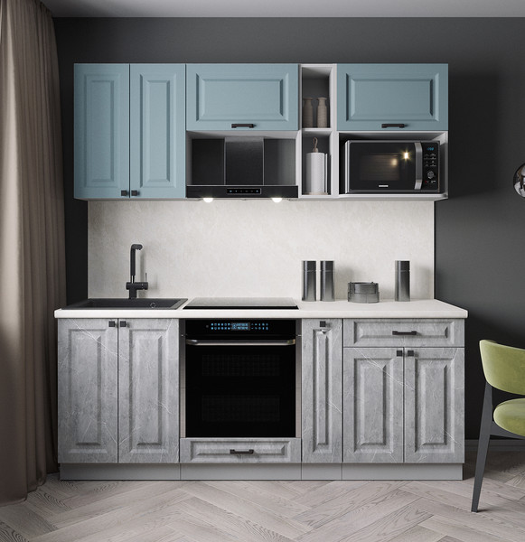 Изображение товара Кухонный гарнитур Интерлиния Мила Деко 2.0 (керамика/океан/опал светлый)