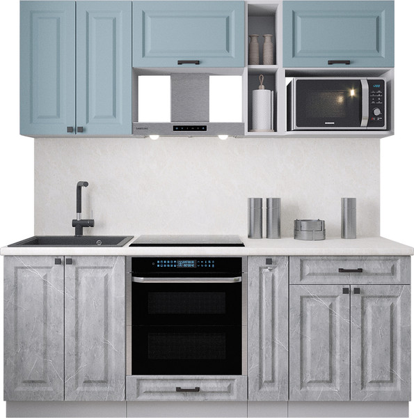 Изображение товара Кухонный гарнитур Интерлиния Мила Деко 2.0 (керамика/океан/опал светлый)