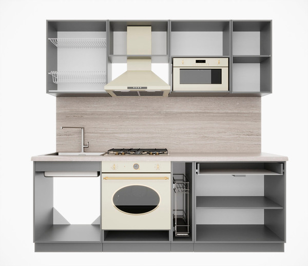 Изображение товара Кухонный гарнитур Интерлиния Мила Деко 2.2 (дуб вотан/дуб вотан/белый гранит)