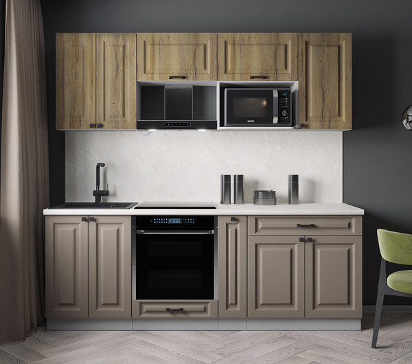 Изображение товара Кухонный гарнитур Интерлиния Мила Деко 2.2 (луна/дуб вотан/опал светлый)