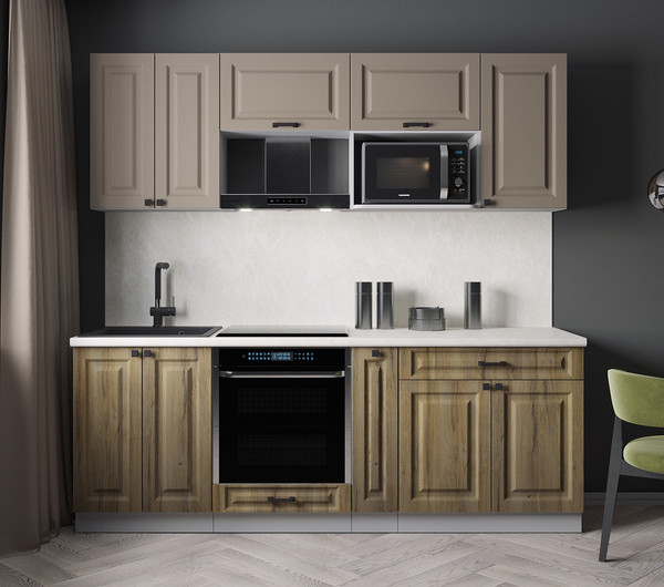 Изображение товара Кухонный гарнитур Интерлиния Мила Деко 2.2 (дуб вотан/луна/опал светлый)