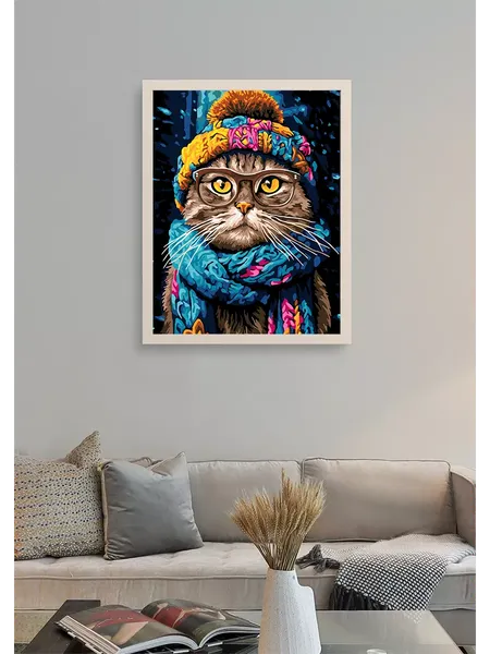 Изображение товара Картина по номерам PaintLine Котик в шапке / PL-00312