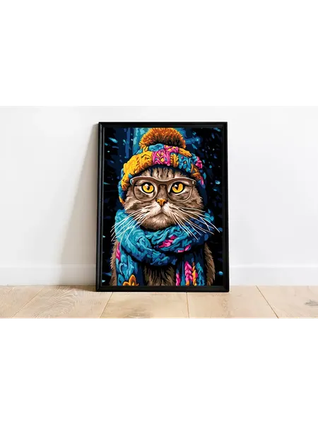 Изображение товара Картина по номерам PaintLine Котик в шапке / PL-00312