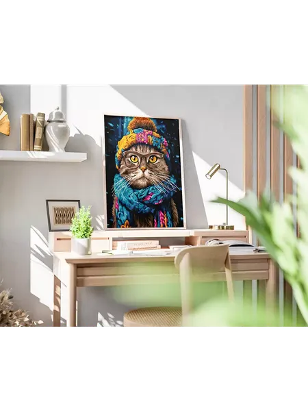 Изображение товара Картина по номерам PaintLine Котик в шапке / PL-00312