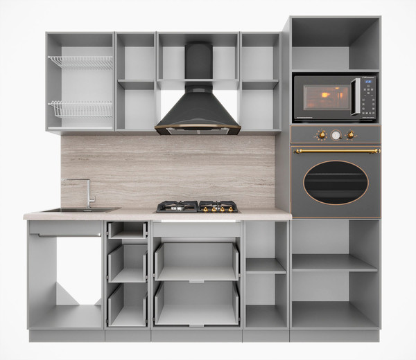 Изображение товара Кухонный гарнитур Интерлиния Мила Деко 2.3 (дуб вотан/дуб вотан/белый гранит)