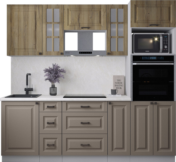 Изображение товара Кухонный гарнитур Интерлиния Мила Деко 2.3 (луна/дуб вотан/опал светлый)