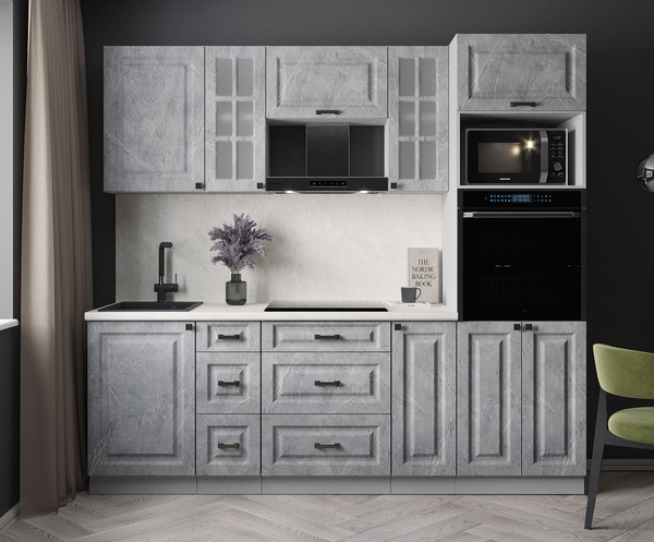 Изображение товара Кухонный гарнитур Интерлиния Мила Деко 2.3 (керамика/керамика/опал светлый)