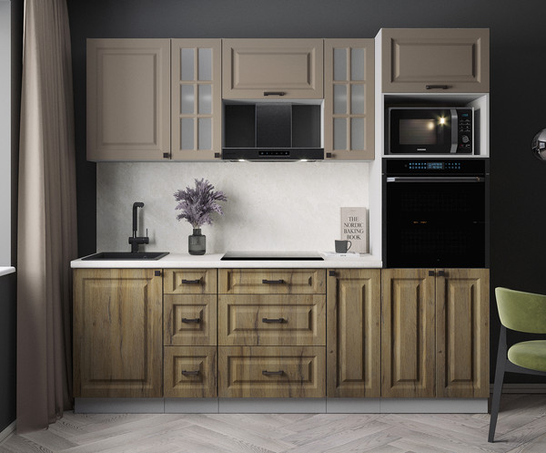 Изображение товара Кухонный гарнитур Интерлиния Мила Деко 2.3 (дуб вотан/луна/опал светлый)