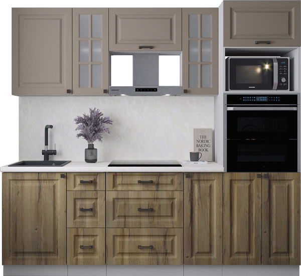 Изображение товара Кухонный гарнитур Интерлиния Мила Деко 2.3 (дуб вотан/луна/опал светлый)