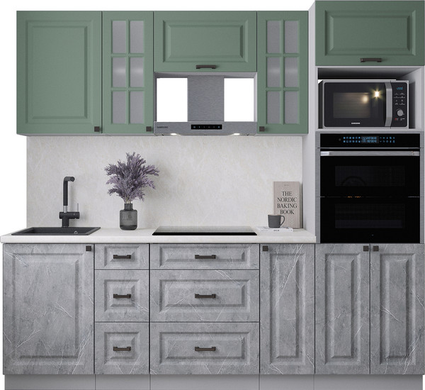 Изображение товара Кухонный гарнитур Интерлиния Мила Деко 2.3 (керамика/мята/опал светлый)