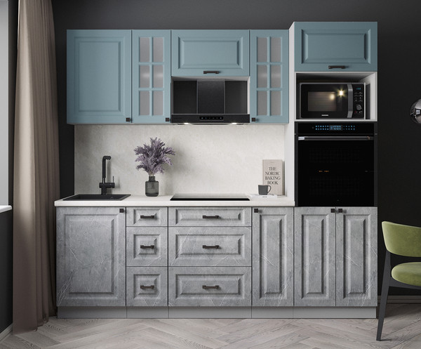 Изображение товара Кухонный гарнитур Интерлиния Мила Деко 2.3 (керамика/океан/опал светлый)