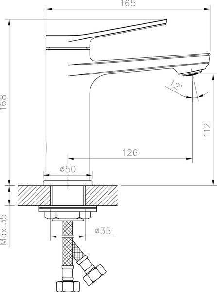 Изображение товара Умывальник со смесителем Lauter 21370 + Silk 21CK572С + сифон 21635CH + донный клапан 21190CH (хром)