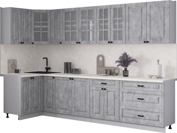 Изображение товара Кухонный гарнитур Интерлиния Мила Деко 1.2x3.1 (керамика/керамика/опал светлый)