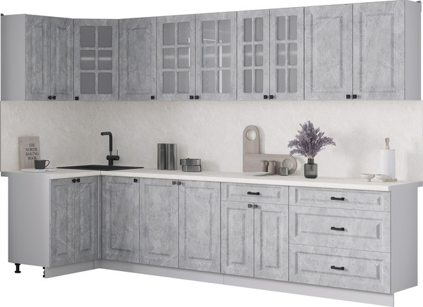 Изображение товара Кухонный гарнитур Интерлиния Мила Деко 1.2x3.2 (керамика/керамика/опал светлый)