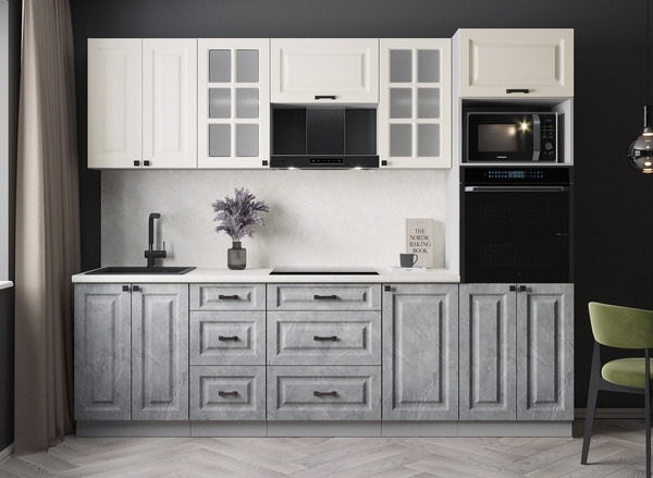 Изображение товара Кухонный гарнитур Интерлиния Мила Деко 2.6 (керамика/белый/опал светлый)