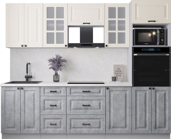 Изображение товара Кухонный гарнитур Интерлиния Мила Деко 2.6 (керамика/белый/опал светлый)