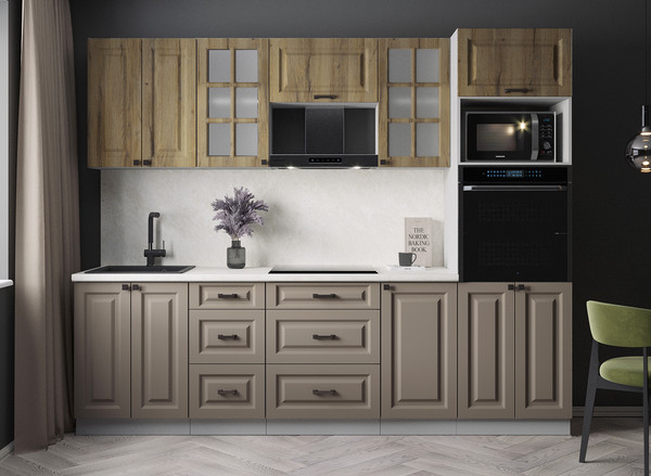 Изображение товара Кухонный гарнитур Интерлиния Мила Деко 2.6 (луна/дуб вотан/опал светлый)