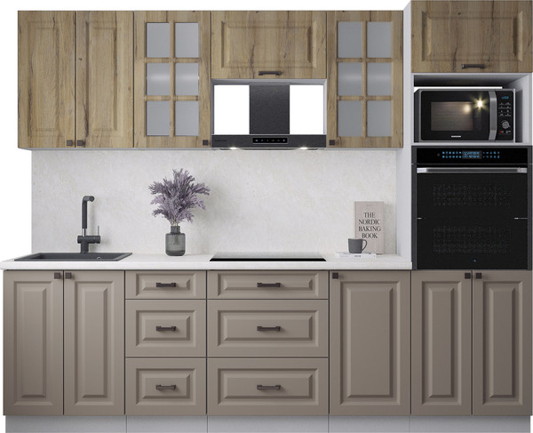 Изображение товара Кухонный гарнитур Интерлиния Мила Деко 2.6 (луна/дуб вотан/опал светлый)