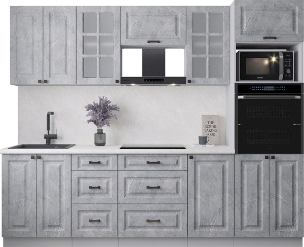 Изображение товара Кухонный гарнитур Интерлиния Мила Деко 2.6 (керамика/керамика/опал светлый)