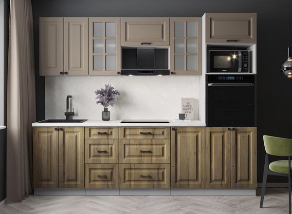 Изображение товара Кухонный гарнитур Интерлиния Мила Деко 2.6 (дуб вотан/луна/опал светлый)