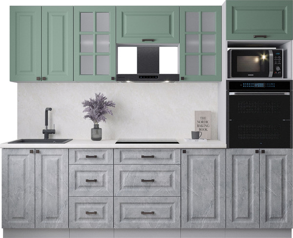 Изображение товара Кухонный гарнитур Интерлиния Мила Деко 2.6 (керамика/мята/опал светлый)